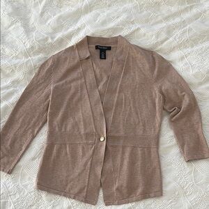 White House Black Market Tan Single button cardigan